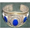 Image 1 : Gold Wash Sterling Lapis Lazuli Tribal Cuff #1863593