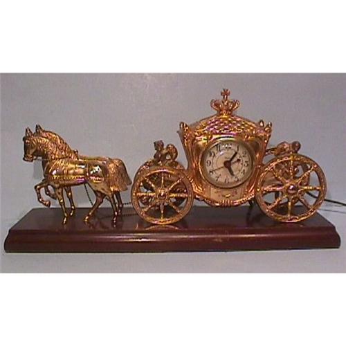 United Novelty Horse & Carriage Mantle Clock 1863649