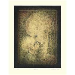 "Caress - 1983" unique lithograph by Chkhaidze #1883337