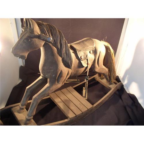 Vintage Carved Wood Rocking Horse Primitive #1883694