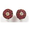 Image 1 : 14 kt gold Button Earrings with Rubies #1883897