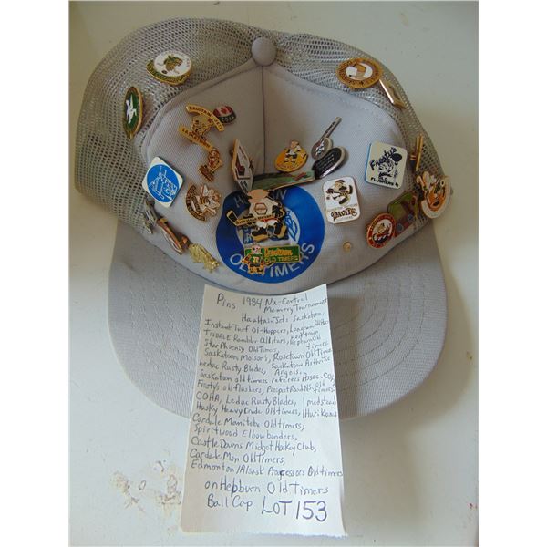 HEPBURN OLD TIMERS CAP WITH MULTIPLE OLD TIMERS HOCKEY CLUB PINS