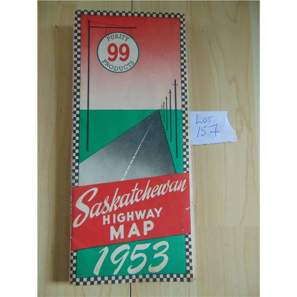 1953 PURITY 99 ANGLO AMERICAN EXPLORATIONS SASKATCHEWAN ROAD MAP SCARCE