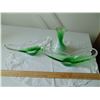 Image 1 : BLOWN GLASS GREEN VASE & ARCH SHAPED DISHES