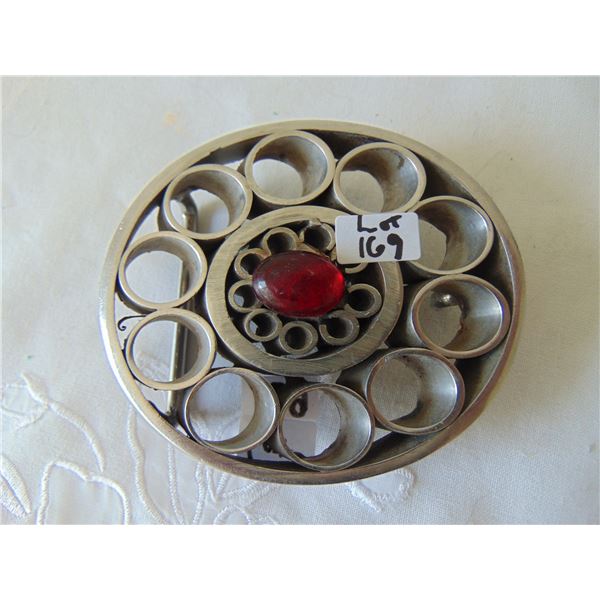 ARTISAN BELT BUCKLE STEEL CYLINDERS WITH COLOURED STONE/GLASS