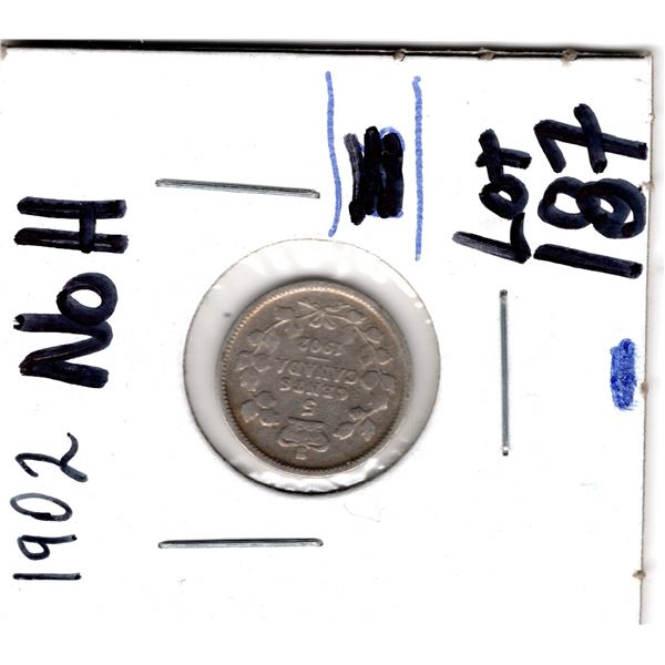 1902 NO H FIVE CENT SILVER