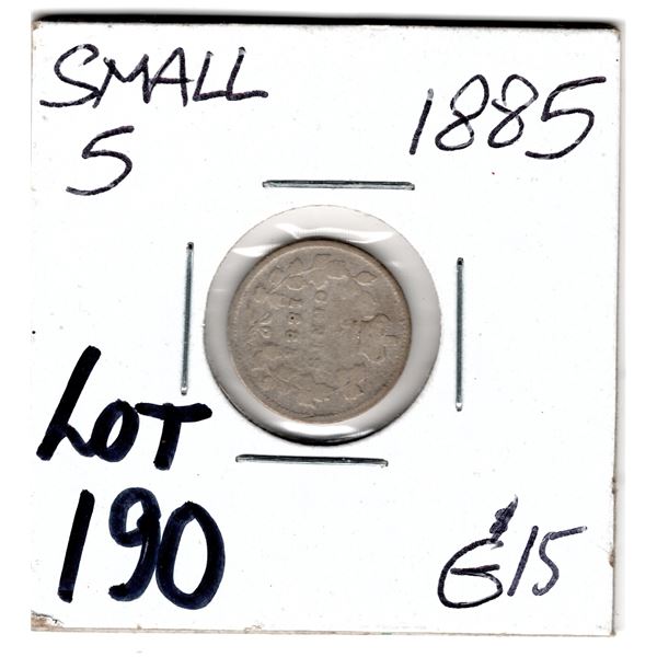 1885 SMALL 5 SEMI KEY FIVE CENTS SILVER
