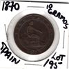 Image 2 : 1870 COPPER SPAIN 10 GRAMOS / DIX CENTAVOS