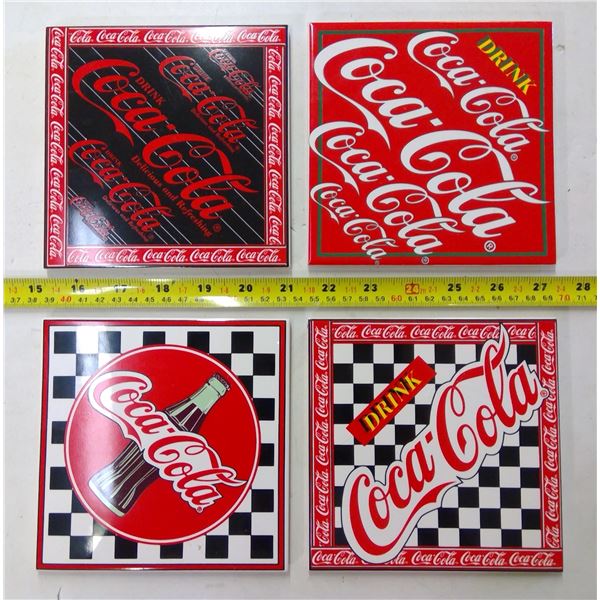 Set of 4 Coca Cola Trivets - 1 Broken