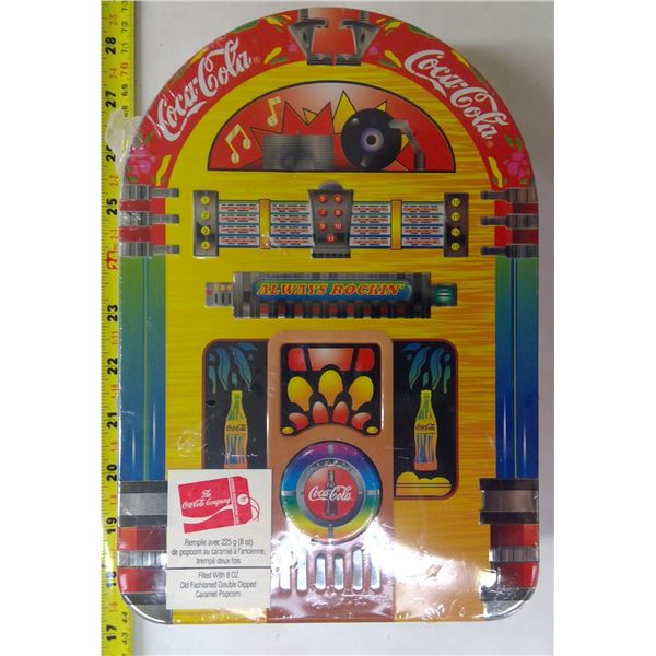 Unopened Coca Cola Tin - Jukebox Shaped, Carmel Corn Inside