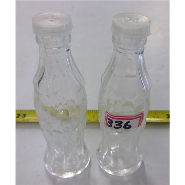 Set of Mini Glass Coca Cola Salt & Pepper Shakers