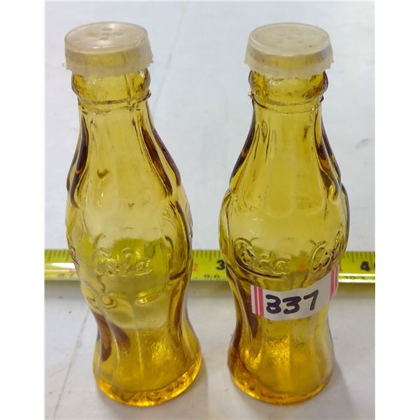Set of Mini Glass Coca Cola Salt & Pepper Shakers
