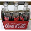 Image 5 : Metal Coca Cola Caddy with 3 Empty Bottles - Broken Handle