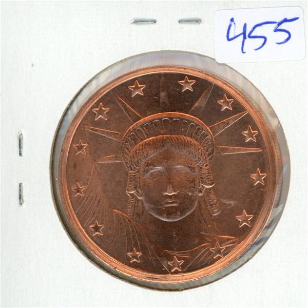 2012 USA BIG Penny 1oz .999 Fine Copper Coin - Statue of Liberty (38mm)