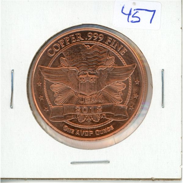 2012 USA BIG Penny 1oz .999 Fine Copper Coin - Lincoln (38mm)