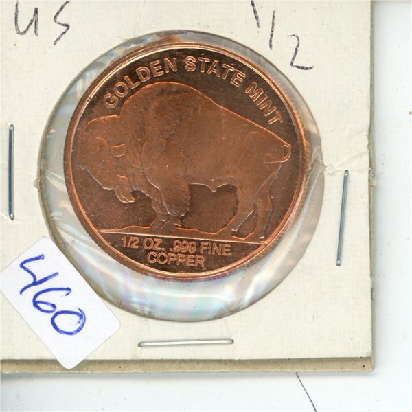 US Golden State Mint BIG oz .999 Fine Copper - American Buffalo (32mm)