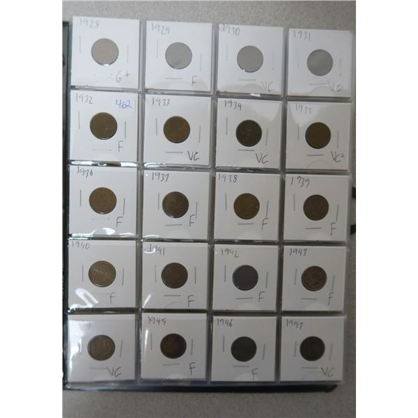 Coin Collector's Binderwith 86 Canadian Pennies from 1928-2012