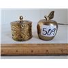 Image 1 : Solid Brass Apple bell and Brass India incense burner.
