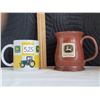 Image 1 : John Deere collector mugs. Brown one is clay fired in the USA and logo is raised.