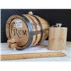 Image 1 : Strapped Oak Rum Barrel made by Deep South Barrels plus an Appleton Rum Flask