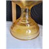Image 4 : Vintage Amber pedestal oil lamp.