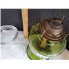 Image 3 : Vintage Green pedestal oil lamp.