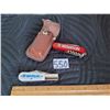 Image 1 : Swiss Army knife in a leather belt case, plus a Barlow pocket knife.
