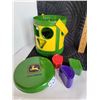 Image 2 : Group of Toys including a John Deere head set and a shape matching bucket.