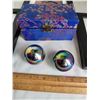 Image 3 : 3 Chinese symbols, Love, Happiness, Long Life. Iridescent Baoding meditation health balls.