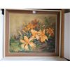 Image 2 : Prince Albert local artist Margaret Barrie Framed oil painting. Lilies Approx. 24” X 27”