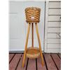 Image 1 : Wicker and wood 2 level plant stand.