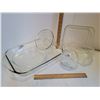 Image 1 : Group of 6 clear Pyrex, Fire King & Anchor oven and Bakeware.