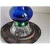 Image 2 : Artist created indoor/outdoor plant stand/birdbath, feeder. Made with vintage coloured glass.