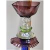 Image 4 : Artist created indoor/outdoor plant stand/birdbath, feeder. Made with vintage coloured glass.