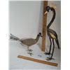 Image 1 : Saskatchewan artists. Grouse from twisted & curved wires, Crane from wood & shreds of natural fibers
