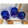 Image 3 : Cobalt blue glass, 3 size canister set with wood lids