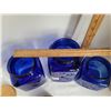Image 4 : Cobalt blue glass, 3 size canister set with wood lids