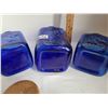 Image 5 : Cobalt blue glass, 3 size canister set with wood lids