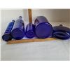 Image 4 : Group of cobalt blue bottles, assorted styles and sizes.