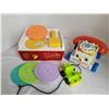 Image 1 : Fisher price record player, 4 discs, rotary dial phone & car for little people. Matel 2009 & 2014