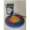 Image 1 : Double twelve dominos game, checkers, chess, and chinese checkers in tin containers.