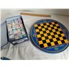 Image 2 : Double twelve dominos game, checkers, chess, and chinese checkers in tin containers.