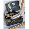 Image 1 : Vintage cake icing set. Metal syringe style with 6 screw on decorating tips.
