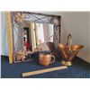 Image 1 : Heavy metal, copper accented mirror. Copper vase and mug, made in italy.