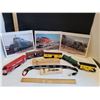 Image 1 : 3 Framed 8X10 photos of trains, 5 car, train, 2 train whistles, and CN lanyard.