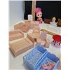 Image 5 : Doll furniture. 3 wooden pieces with opening doors, tiny dolls, plastic beds, tables, chairs etc.