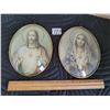 Image 1 : Religious oval, curved glass pictures of Jesus and mother mary.