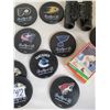 Image 3 : Crown Royal NHL team coasters. Baseball unopened rookie cards. Tasco Binoculars.