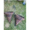 Image 5 : Woven willow hanging baskets, Metal mount for cone baskets. Garden Gnome made in Germany.