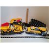 Image 1 : Caterpillar 5 car train & track. Crawler tractor and truck. Battery operated. Works good.